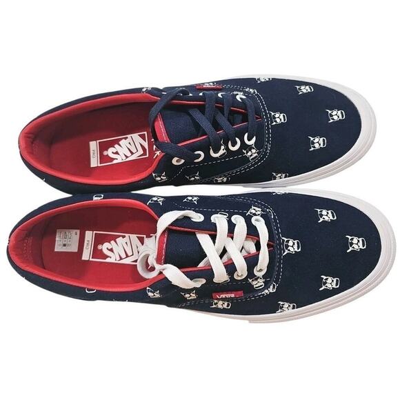 Vans~Men\'s 10~ Era Pro Kader Sylla Canvas Skull Logo Navy/Red White Sneakers NEW